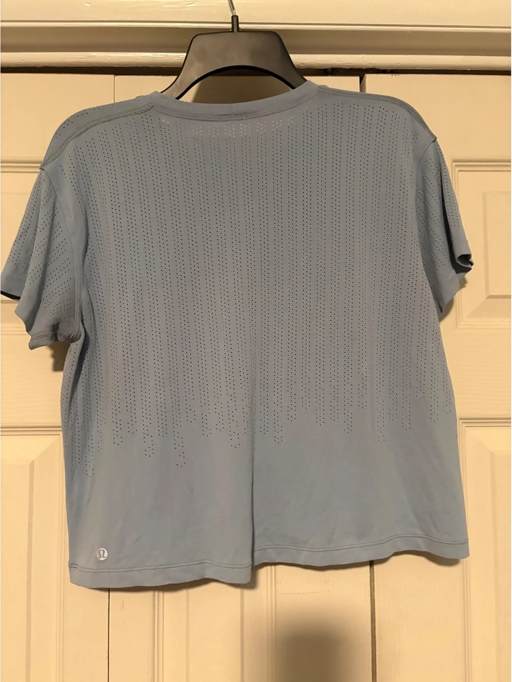 Lululemon x THREE15 Studio Perforated Training Crop Top Med Blue Performance